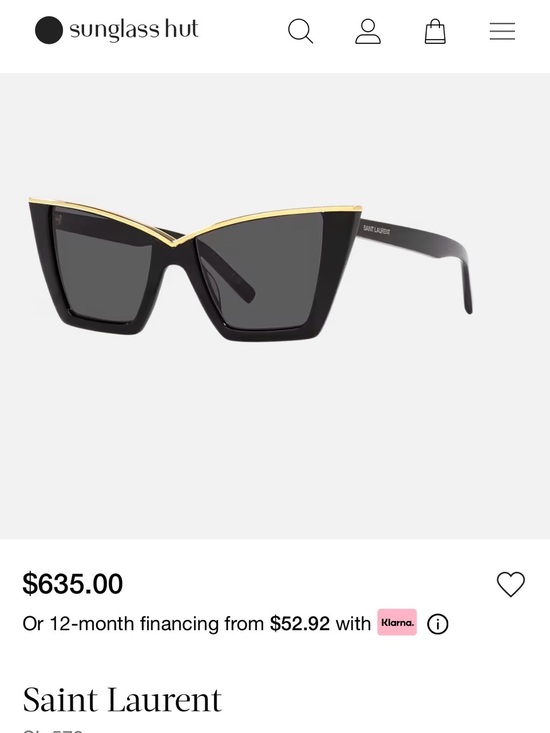 Saint Laurent Accessories - Saint Laurent SL 570 - Black and Gold Oversized Cat-Eye Sunglasses